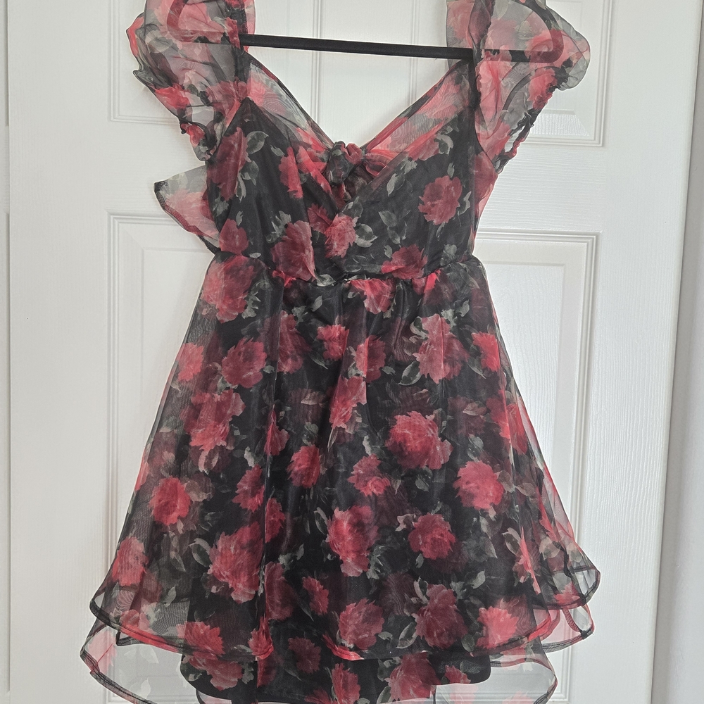 Windsor Black and Pink Floral Mini Dress